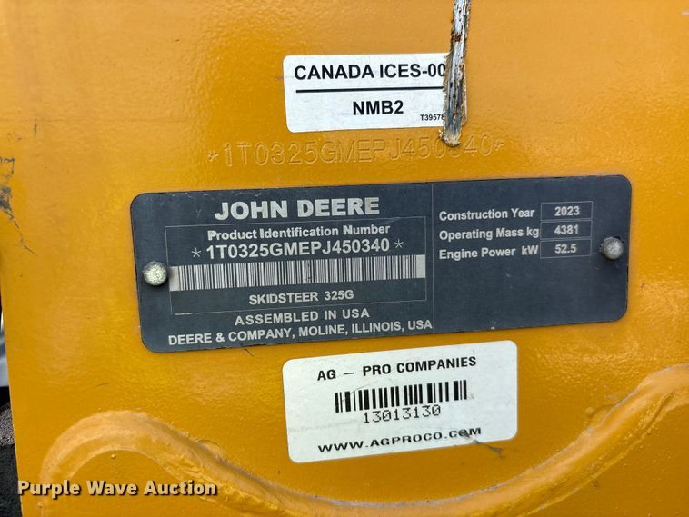 image for item YA3961 2023 John Deere 325G tracked skid steer loader
