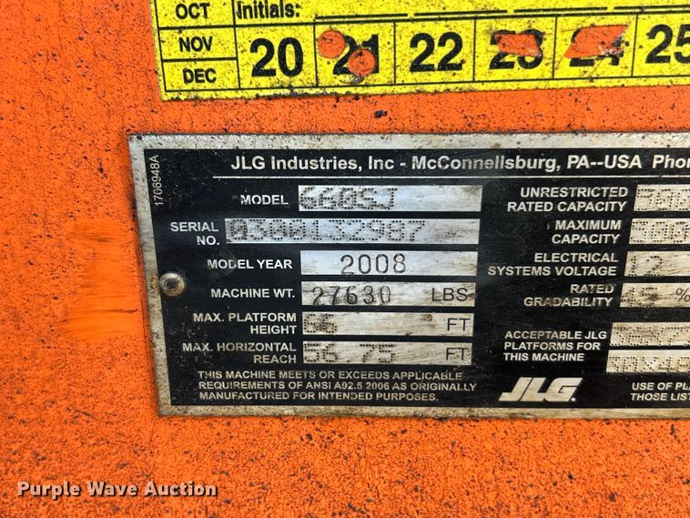 image for item YA4100 2008 JLG 660SJ boom lift