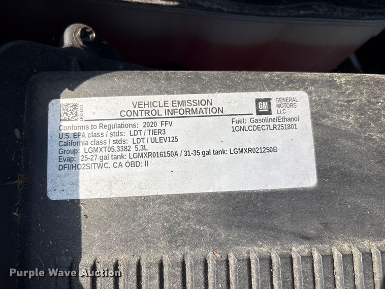 image for item DT2900 2020 Chevrolet Tahoe Police SUV