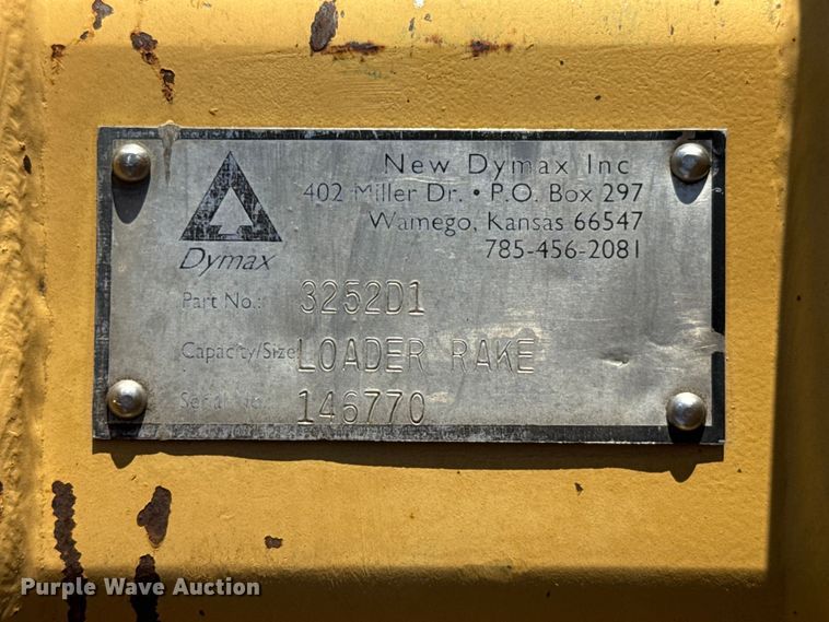 image for item DY2981 New Dymax Inc wheel loader rake