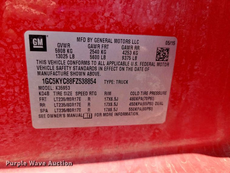 image for item DZ7342 2015 Chevrolet Silverado 3500HD Crew Cab pickup truck
