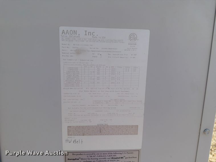 image for item EA4862 AAON RN-018-3-0-E60S-742 AC unit