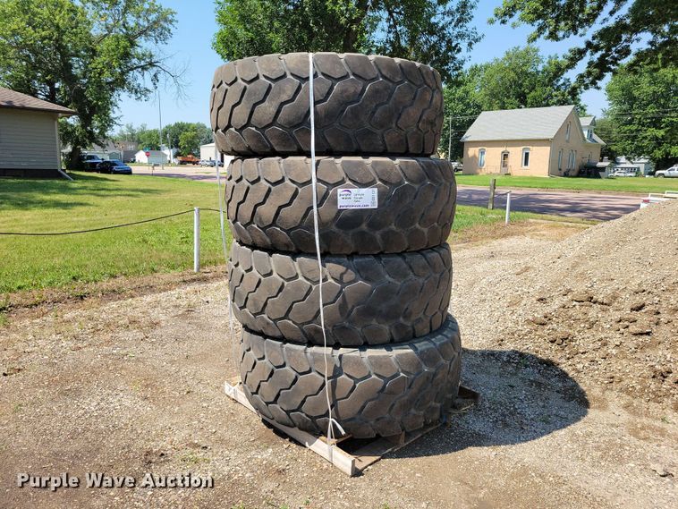 (4) Bridgestone 20.5R25 wheel loader tires