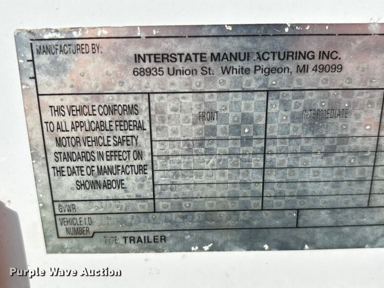 image for item EO4372 1996 Interstate Manufacturing Inc. enclosed cargo trailer