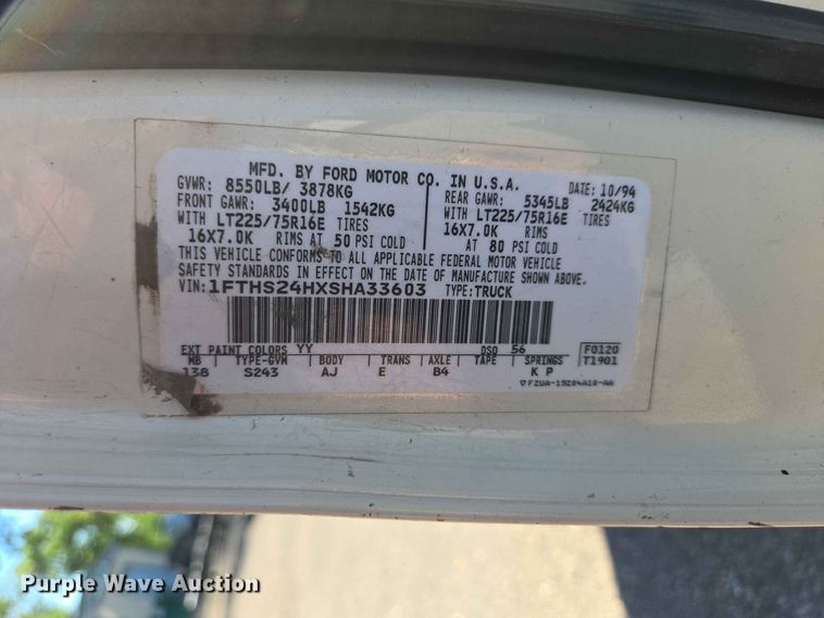 image for item ER1773 1995 Ford E250 van