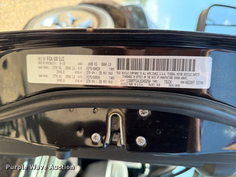 image for item ER1823 2018 RAM 1500 Ext. Cab pickup truck