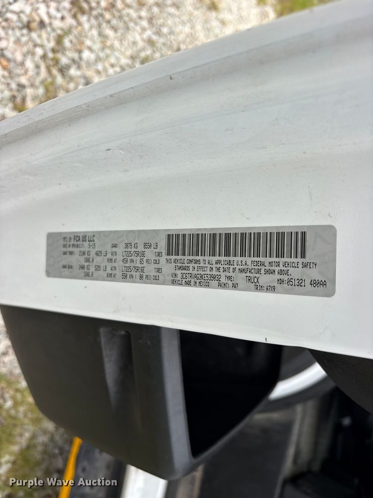 image for item ET0311 2019 RAM Promaster 1500 handicap accessible van