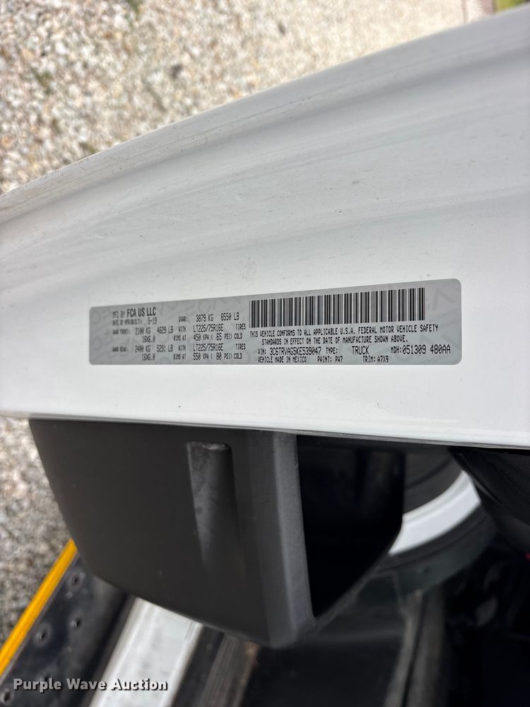 image for item ET0312 2019 RAM Promaster 1500 handicap accessible van