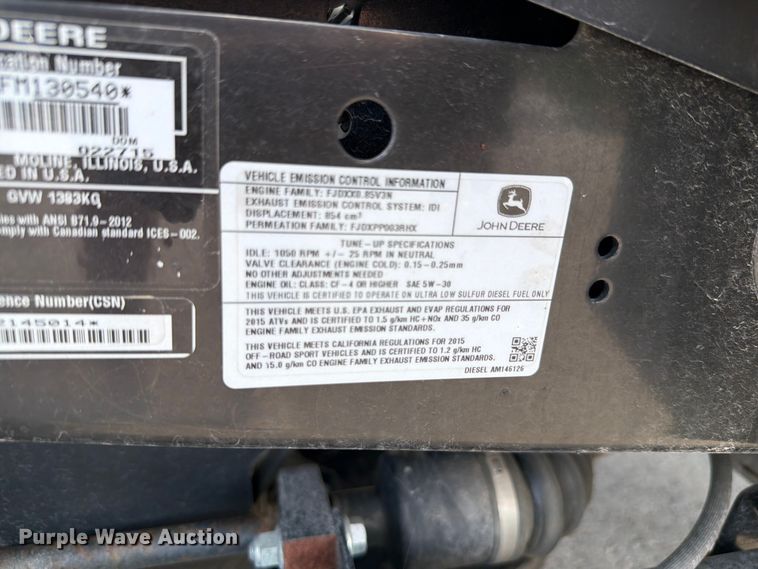 image for item EV2312 2015 John Deere HPX Gator utility vehicle