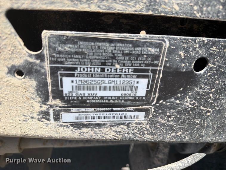 image for item EV2316 2016 John Deere 625i XUV Gator utility vehicle