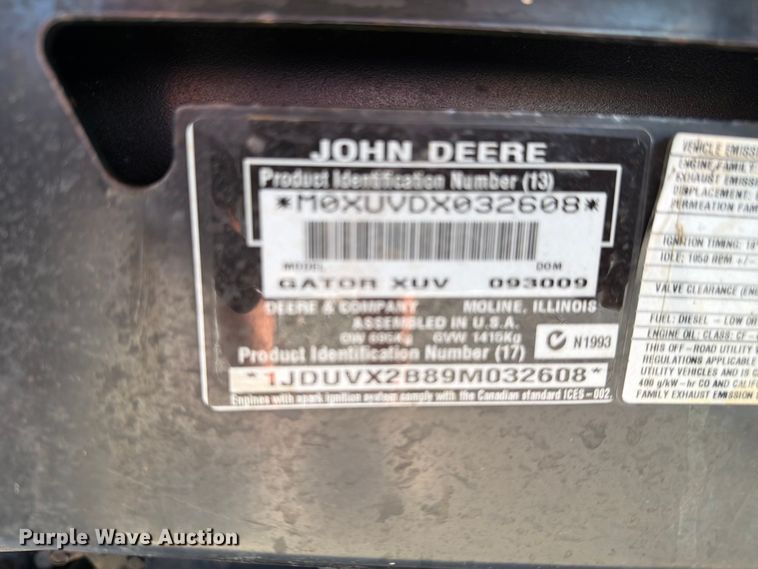 image for item EV2318 2009 John Deere 850D Gator XUV utility vehicle