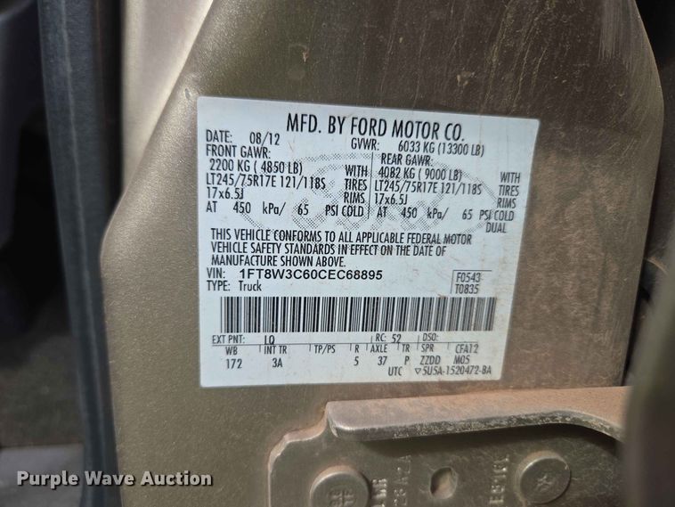 image for item EW0413 2012 Ford F350 Super Duty Crew Cab pickup truck
