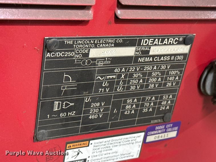 image for item EW4027 (2) Lincoln IdealArc 250 welders