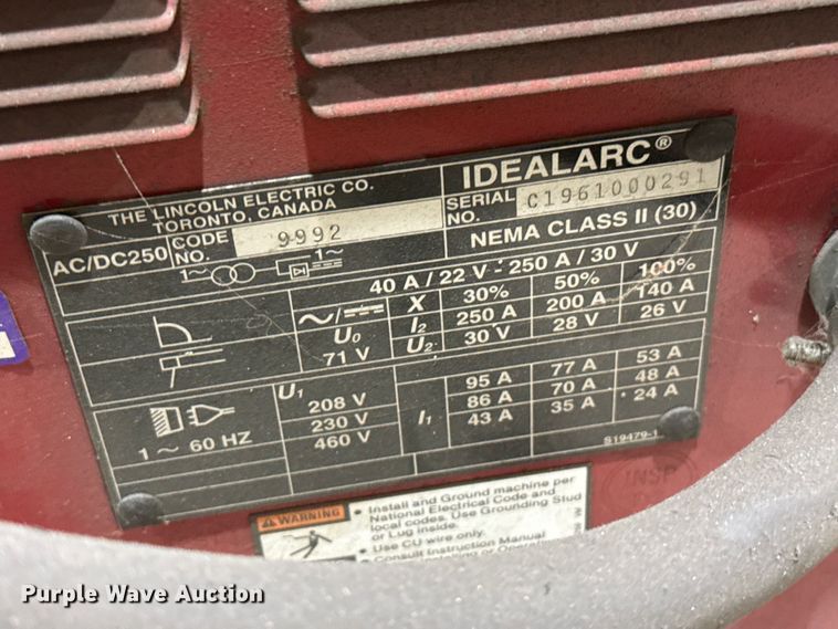image for item EW4028 (2) Lincoln IdealArc 250 welders