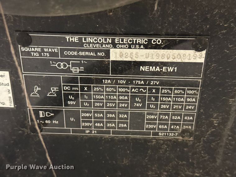 image for item EW4030 (2) Lincoln Electric Square Wave 175 welders