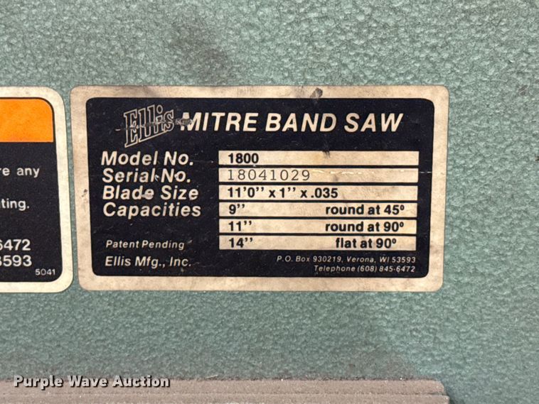 image for item EW4032 Ellis 1800 Mitre metal band saw