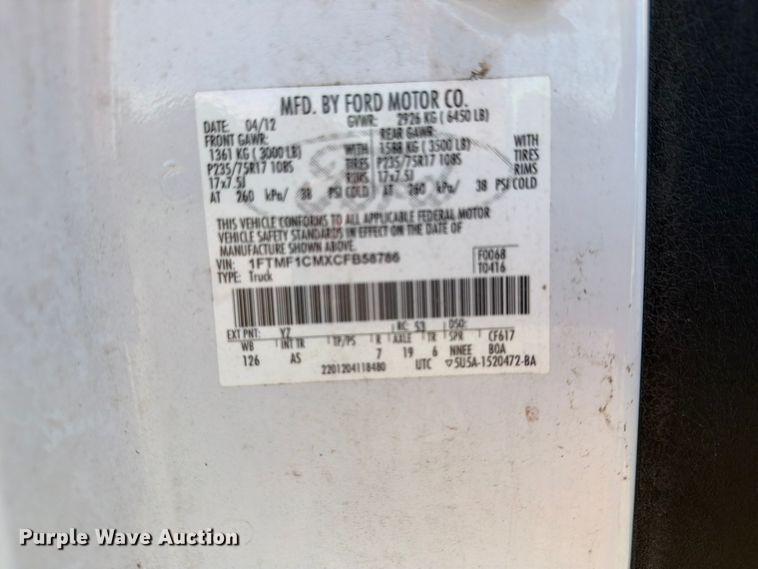 image for item EX2021 2012 Ford F150 pickup truck