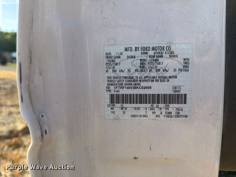 image for item EX2022 2008 Ford F150 pickup truck