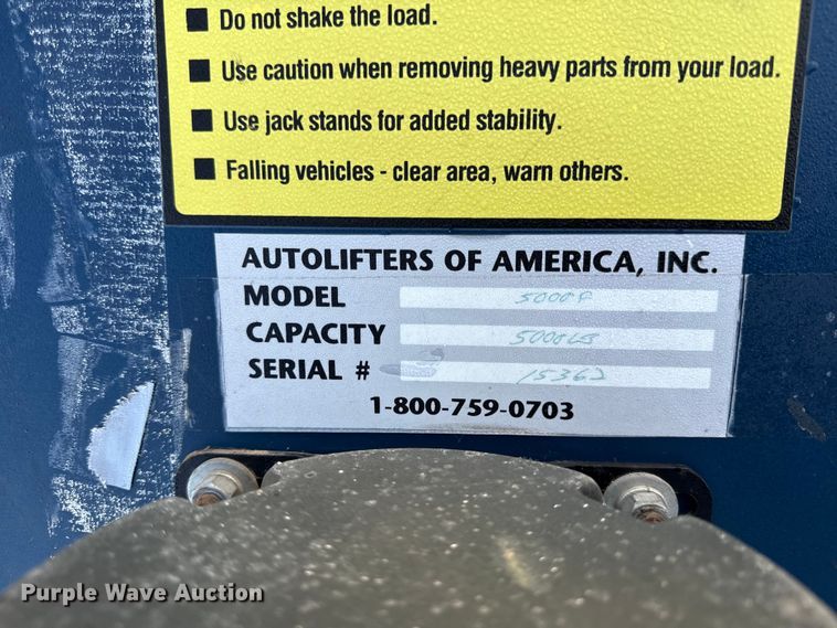 image for item EX2024 Auto lifters 5000P two post automotive lift