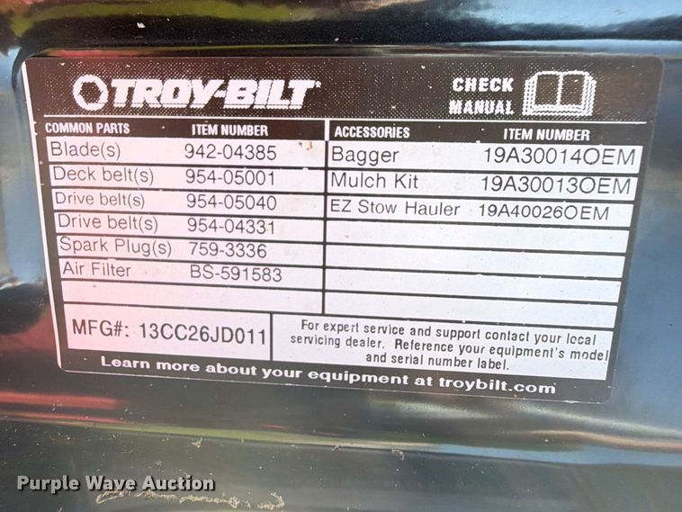 image for item EX2529 2018 Troy-Bilt 13CC26JD011 lawn mower