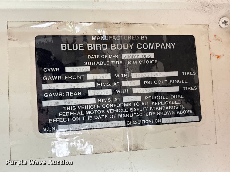 image for item FC1775 1996 Blue Bird TC2000 school bus