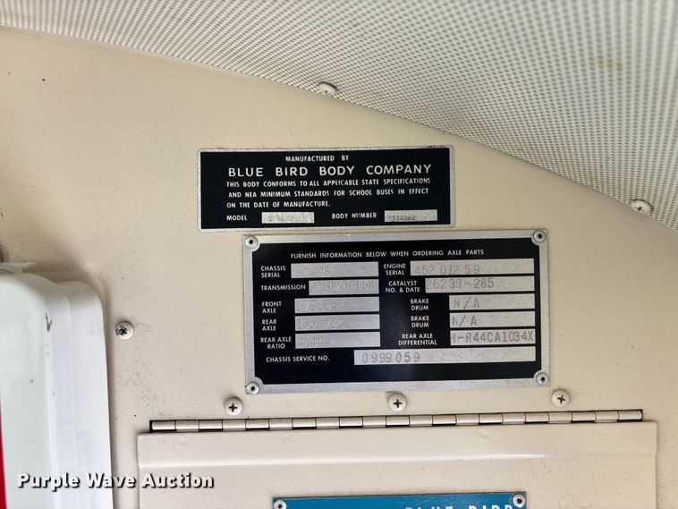 image for item FC1775 1996 Blue Bird TC2000 school bus