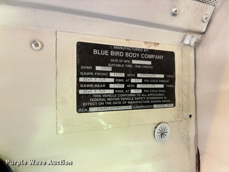 image for item FC1778 1997 Blue Bird TC2000 school bus