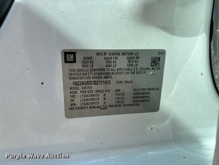 image for item FC1814 2016 Chevrolet Silverado 2500HD Ext. Cab pickup truck