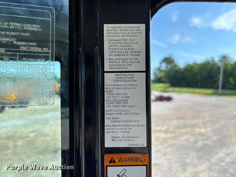 image for item FC1815 2014 John Deere 60G mini excavator