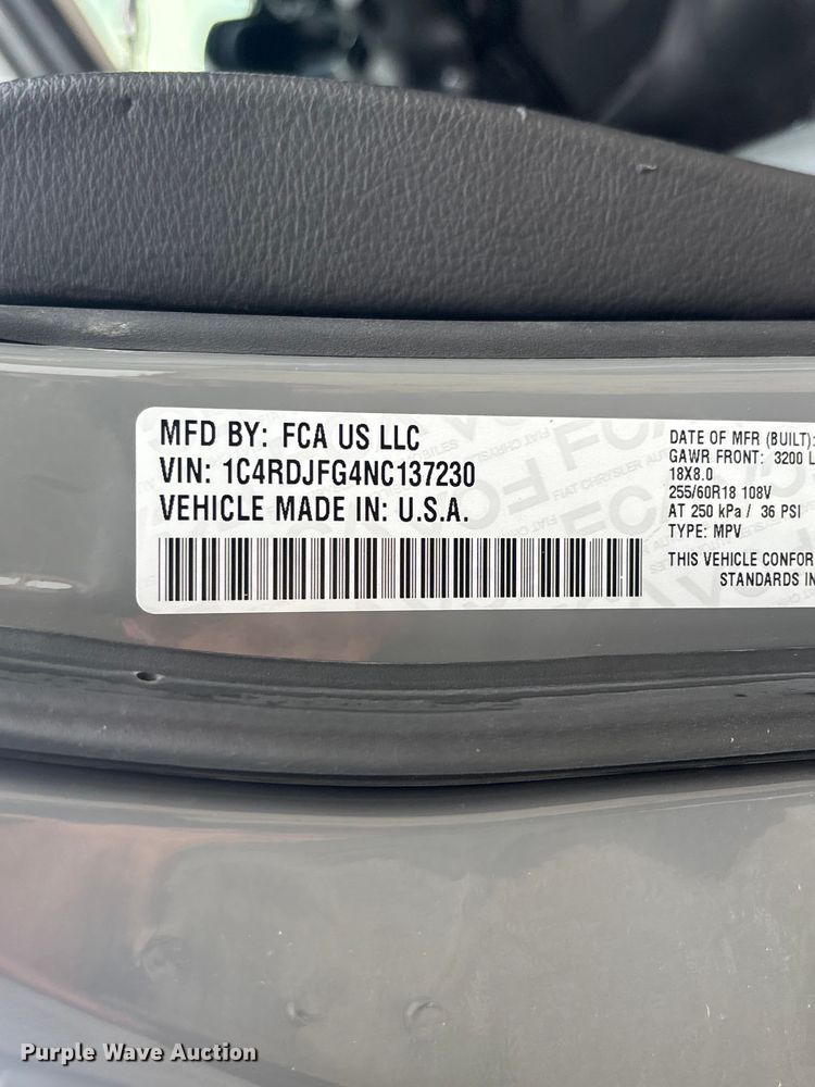 image for item FC1858 2022 Dodge Durango SSV SUV