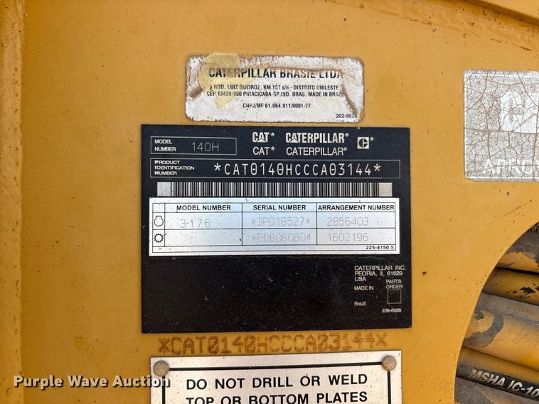 image for item FC2502 2007 Caterpillar 140H VHP Plus motor grader