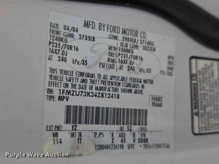 image for item FH6172 2004 Ford Explorer XLT SUV