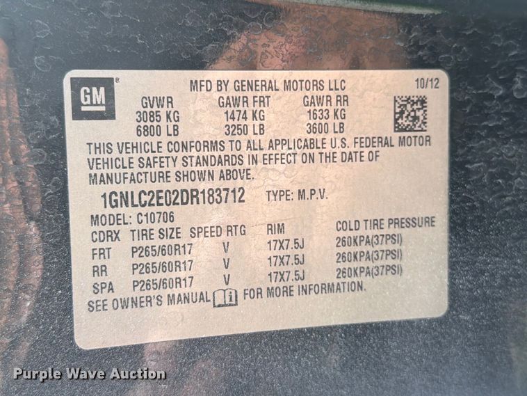 image for item FI0255 2013 Chevrolet Tahoe Police SUV