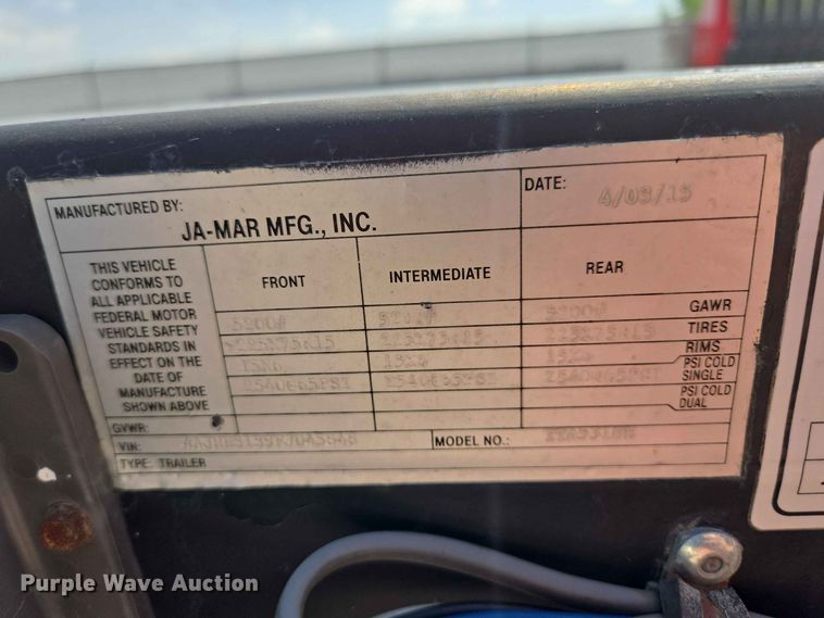 image for item DQ0008 2015 JA-MAR MFG TTA531HE header trailer