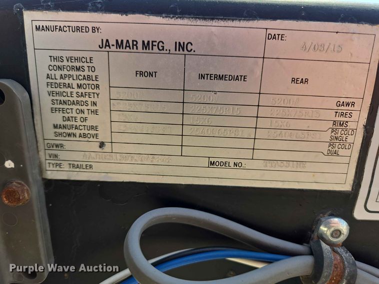 image for item DQ0008 2015 JA-MAR MFG TTA531HE header trailer