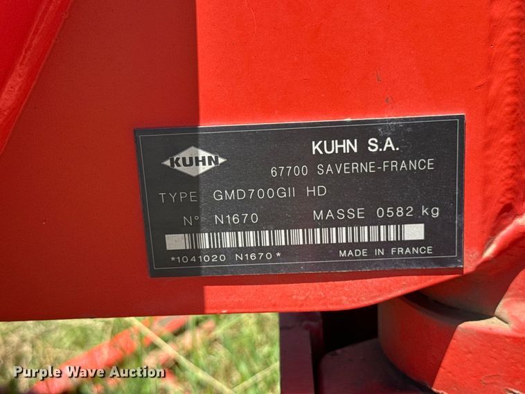 image for item ET6468 2013 Kuhn GMD700GII HD disc mower
