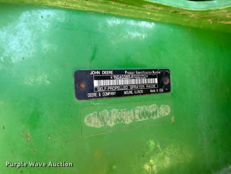 image for item EX2017 2014 John Deere R4038 sprayer