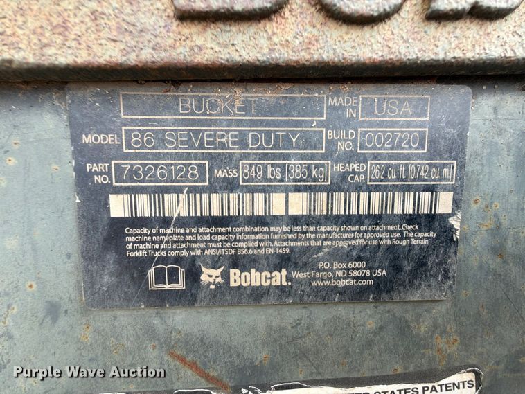 image for item NA9476 Bobcat 86 Severe Duty skid steer bucket