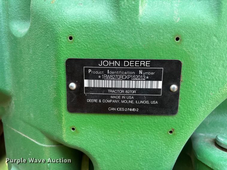 image for item YA3933 2019 John Deere 8270R MFWD tractor