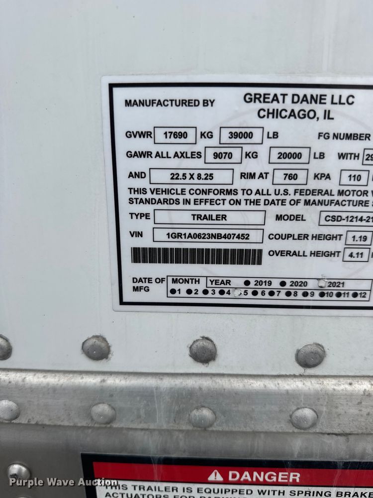 image for item DY3073 2022 Great Dane Trailers dry van trailer