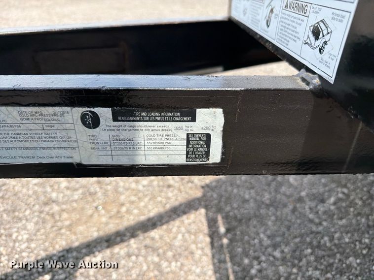 image for item EG9267 2015 Load Trail utility trailer
