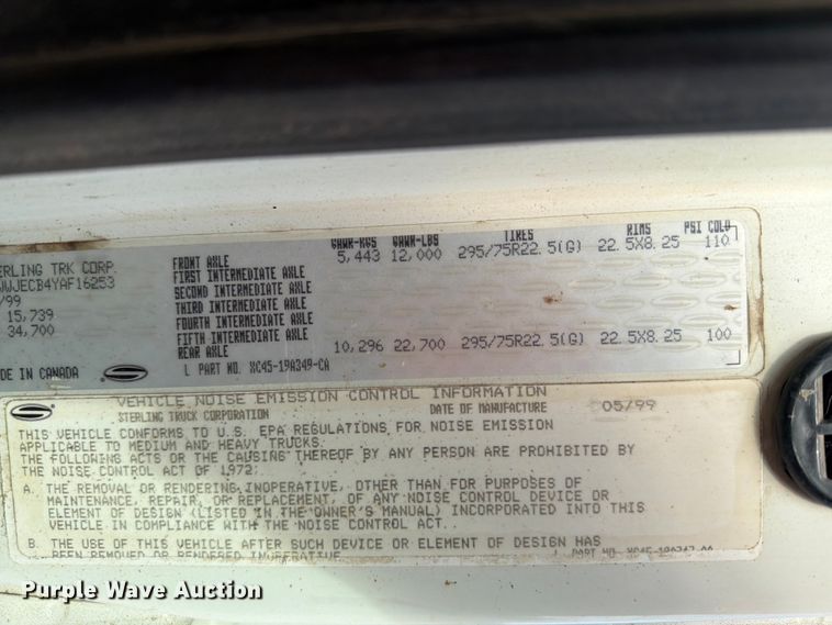 image for item ER1820 2000 Sterling Truck A9513 flatbed truck