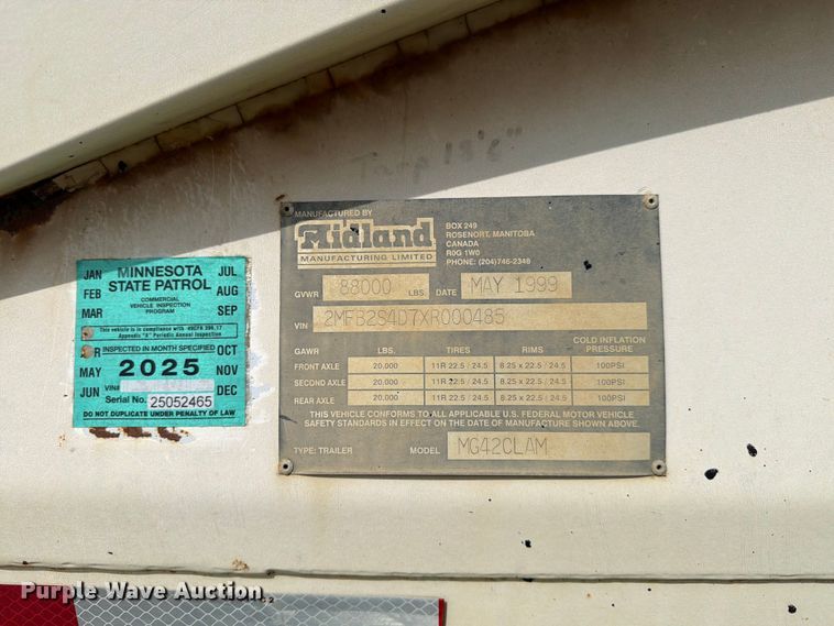image for item FK4012 1999 Midland MG42CLAM bottom dump trailer