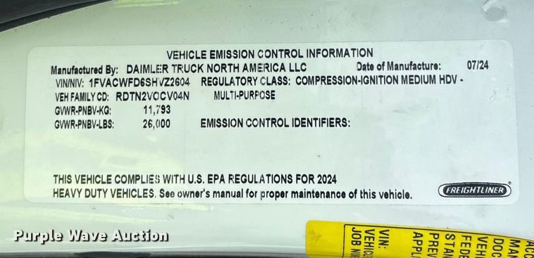 image for item YA2197 2025 Freightliner Business Class M2 bucket truck