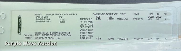 image for item YA2197 2025 Freightliner Business Class M2 bucket truck
