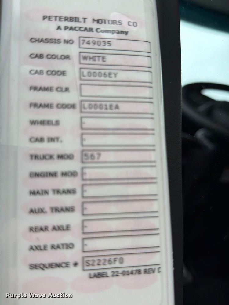 image for item YA3871 2025 Peterbilt 567 truck cab and chassis