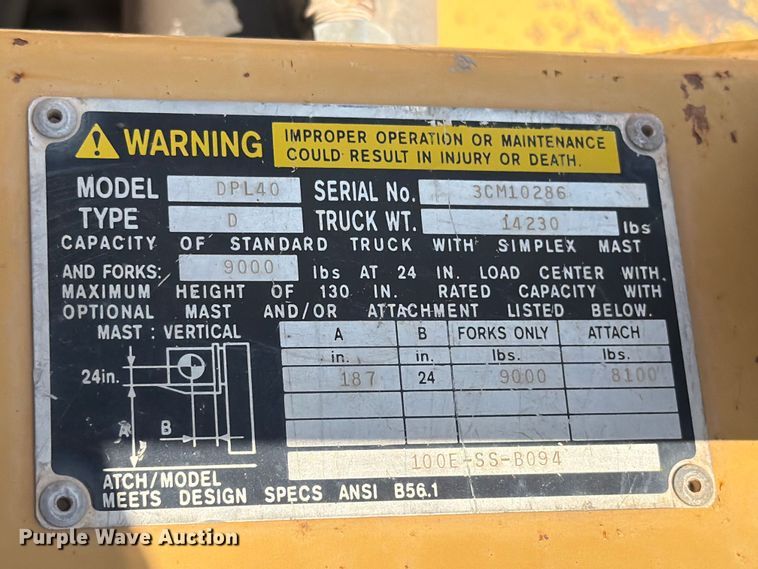 image for item DQ0085 Caterpillar DPL40 forklift