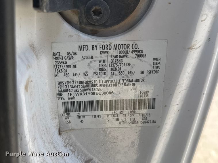 image for item DW6769 2008 Ford F350 Super Duty Ext. Cab pickup truck