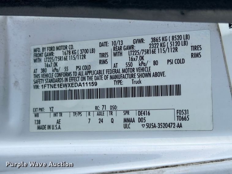 image for item ED5401 2014 Ford E150 van