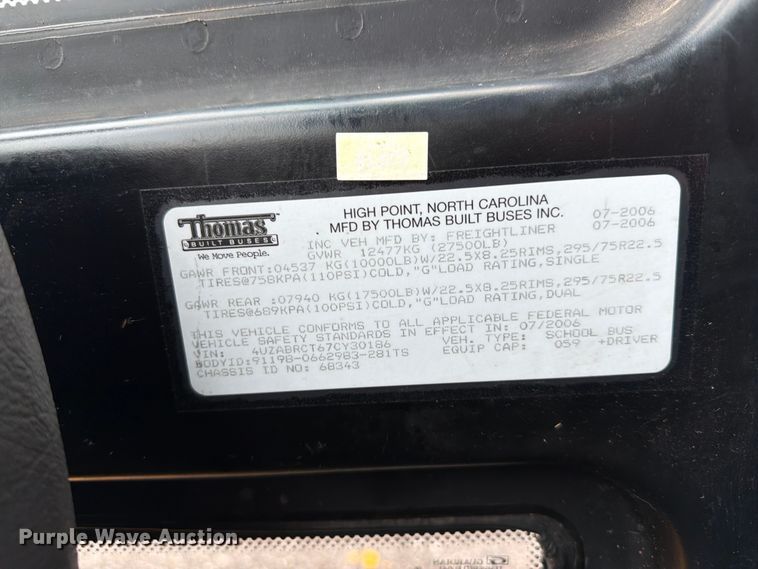 image for item EG9243 2007 Thomas built  school bus